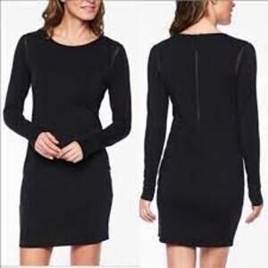 Athleta Industry Weekday Dress Black Sheath Merino Wool Mesh Insert Women XS